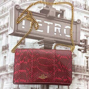 Coach 79600 Callie Foldover Chain Clutch In Blocked Snakeskin